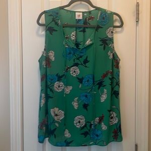 Cabi green floral Primerose sleeveless blouse XL